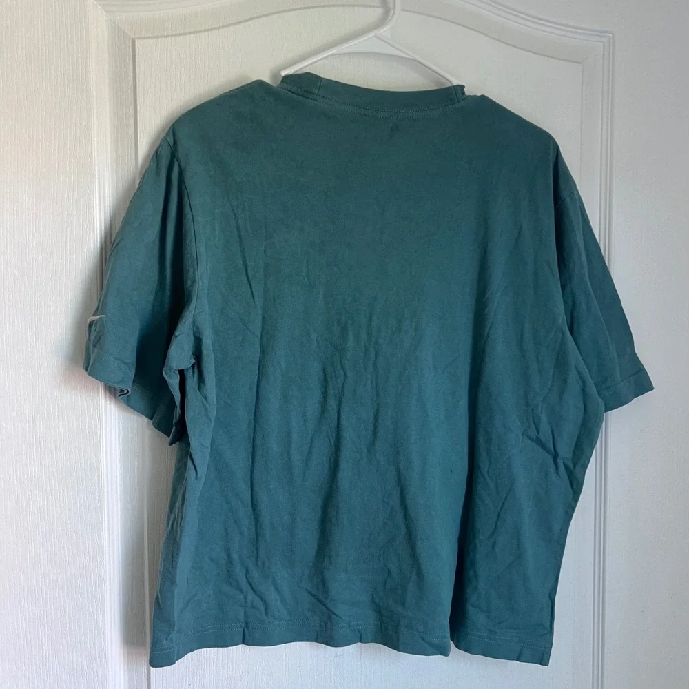 Nike The Nike Tee Loose Fit Teal Green Script Just Do It Cotton T-Shirt Womens M